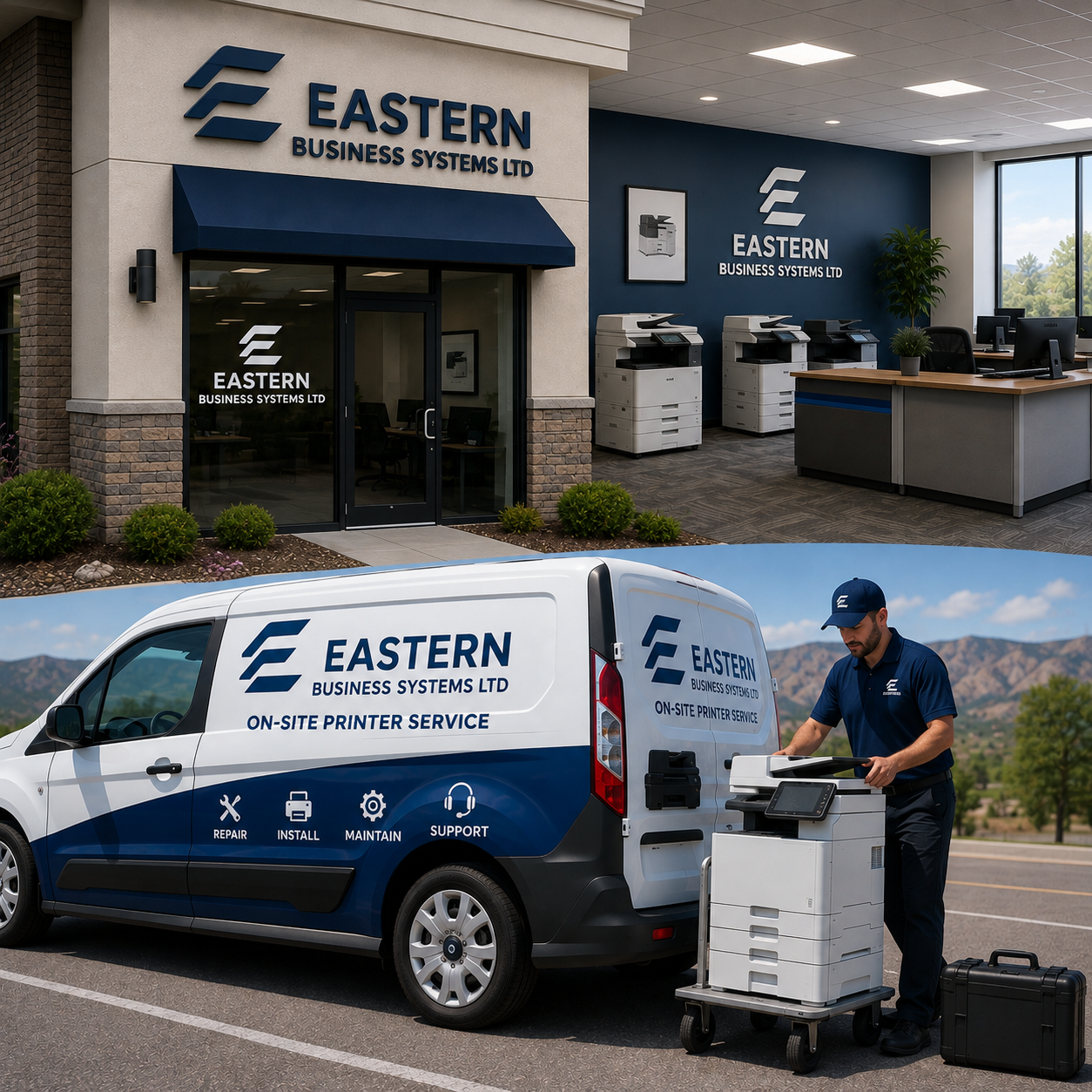 Eastern Business Systems LTD office and onsite printer service vehicle